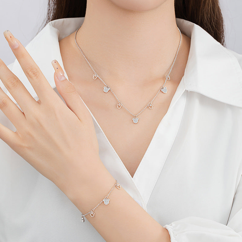 Cute Mouse Sterling Silver 925 Bracelet Female Niche Design Light Luxury Zircon Zodiac Bracelet Ins Style Mouse Bracelet