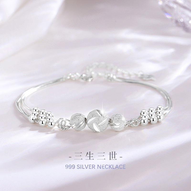 Sansheng Sanshi 999 Pure Silver Bracelet Female Niche Design Light Luxury Bell Bracelet for Girls Ins Style Girlfriends Bracelet