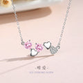 Lovely Sterling Silver 925 Necklace Female Niche Design Light Luxury Pink Zircon Clavicle Chain 520 Valentine's Day Pendant