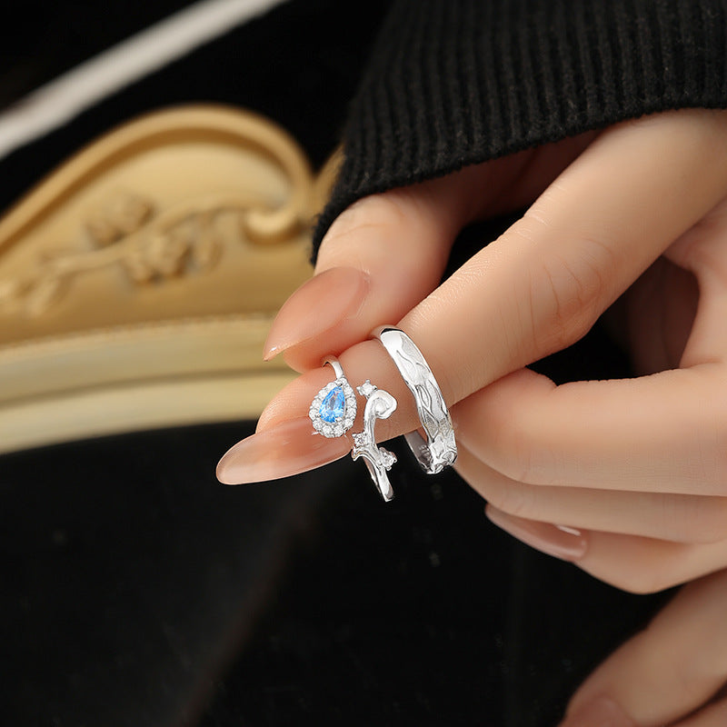 Love Oath Couple Ring S925 Sterling Silver Ring Light Luxury Niche Silver Jewelry Qixi Valentine's Day Gift Wholesale