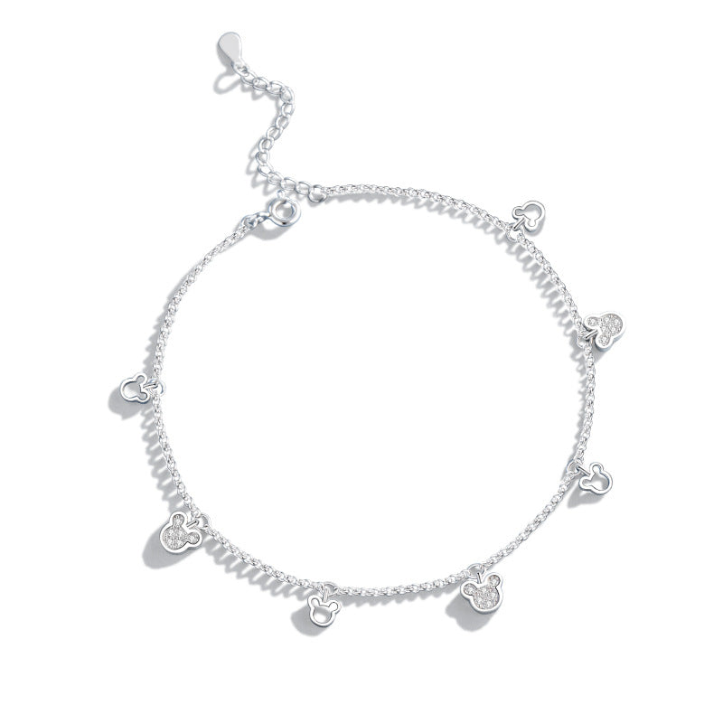 Cute Mouse Sterling Silver 925 Bracelet Female Niche Design Light Luxury Zircon Zodiac Bracelet Ins Style Mouse Bracelet