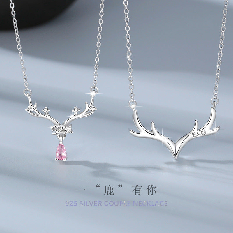 Collana in argento sterling 925 – corna di cervo e zirconi