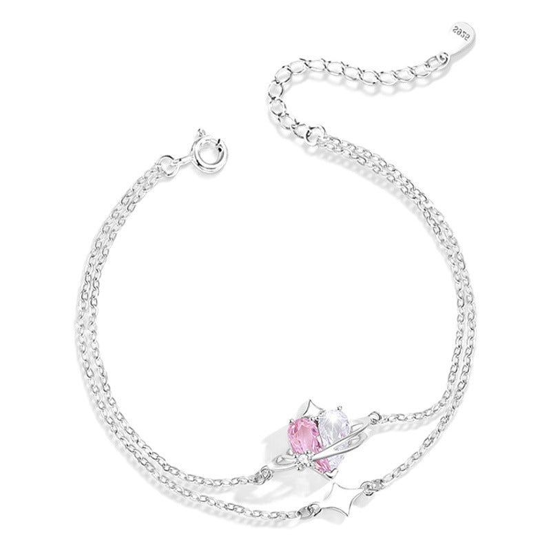 Bracciale in argento sterling 925 – cuore e stella e zirconi