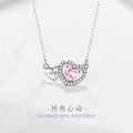 Lovely Sterling Silver 925 Necklace Female Niche Design Light Luxury Pink Diamond Clavicle Chain Get Things Ins Style ECG Pendant