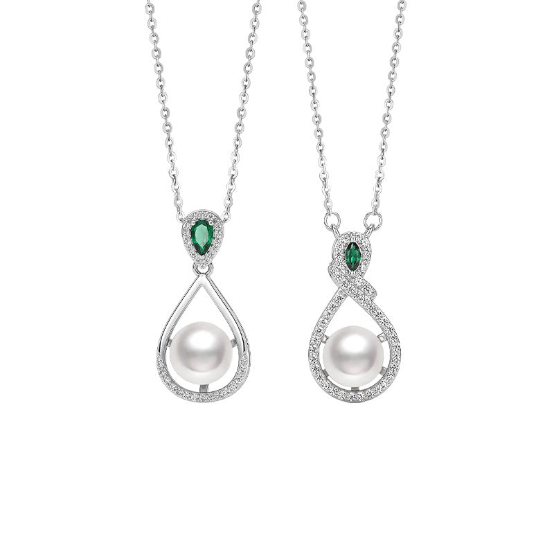 S925 Sterling Silver Freshwater Pearl Necklace Women's Water Drop Bread Bead Pendant Light Luxury Clavicle Chain Gift Silver Jewelry Wholesale