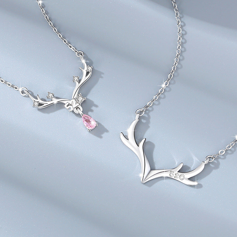 Collana in argento sterling 925 – corna di cervo e zirconi