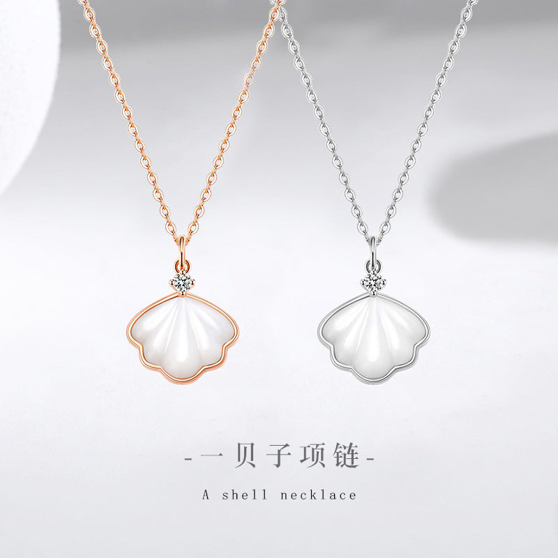 Original Chuangyi Beizi Sterling Silver 925 Necklace Female Niche Design Valentine's Day Light Luxury Ins Style Shell Clavicle Chain