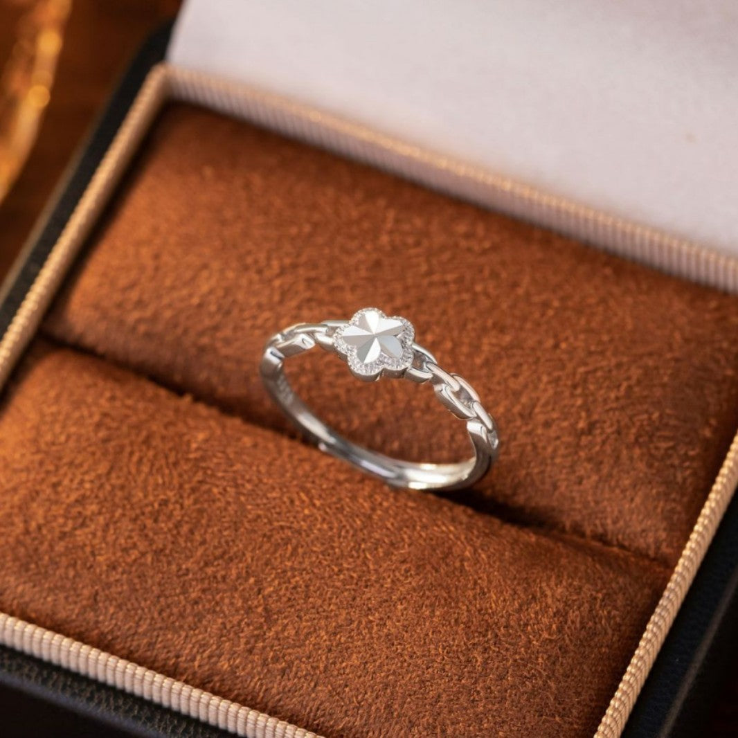 Peach Blossom Sterling Silver 925 Ring Female Light Luxury High-Grade Flower Ring Ins Little Red Book Same Peach Blossom Ring