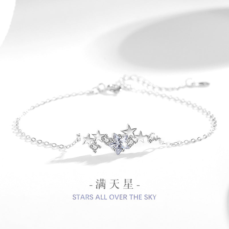 Meteor Shower Sterling Silver 925 Bracelet Female Niche Design Light Luxury Starry Bracelet Ins Style Star Bracelet