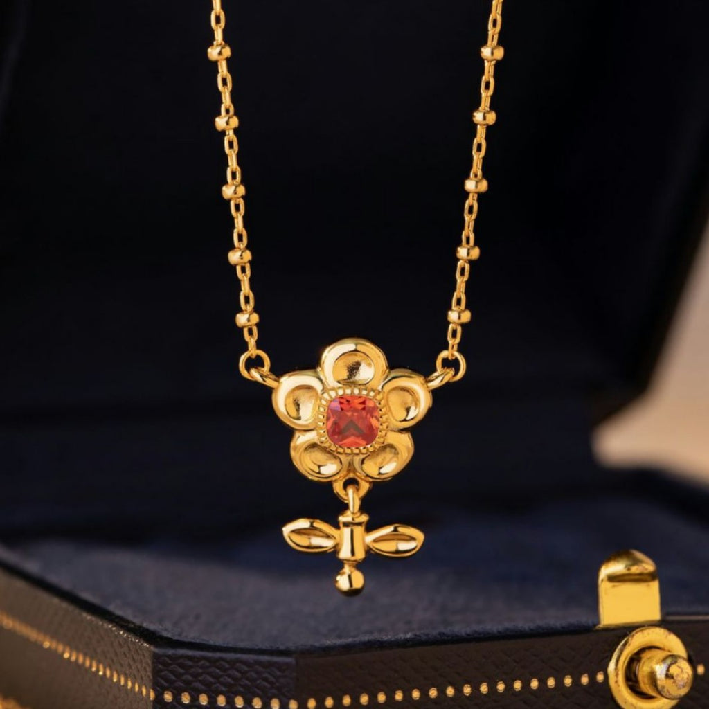 Sunflower Sterling Silver 925 Necklace Female Niche Design Light Luxury Flower Zircon Clavicle Chain Ins Sunflower Pendant