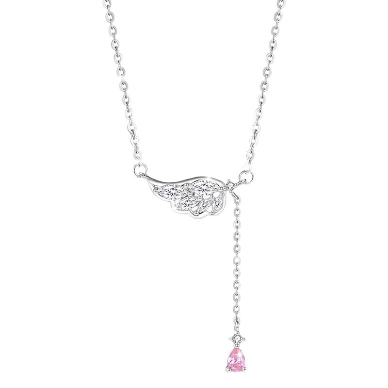 Angel Wings Sterling Silver 925 Necklace Female Niche Design Light Luxury Tassel Clavicle Chain Thing Ins Wings Pendant