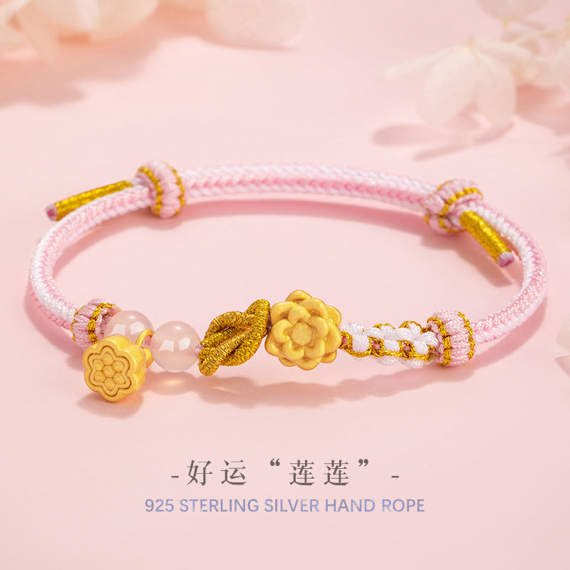 Bracciale in argento sterling 925 – loto e calcedonio