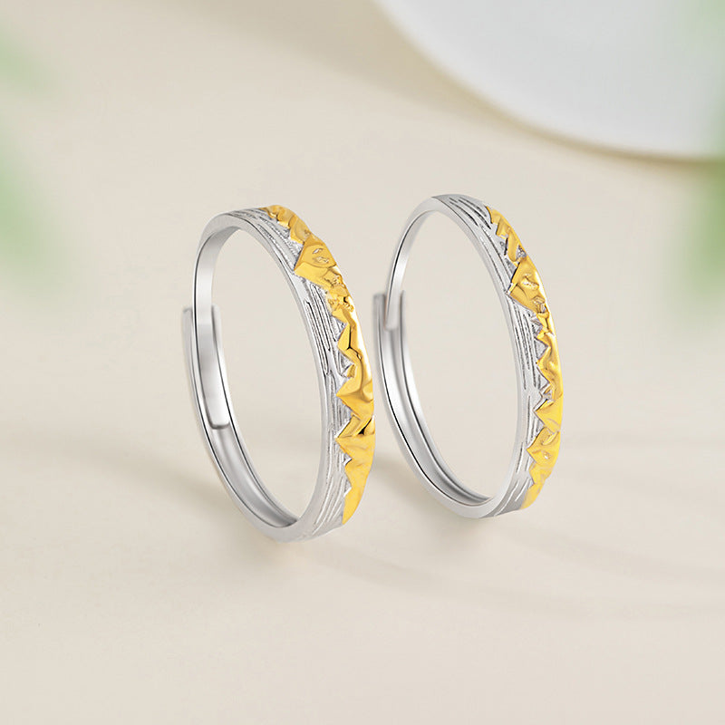 Rizhao Jinshan Sterling Silver 925 Couple Ring Niche Design Light Luxury Plain Ring Ins Style Qixi Gift Ring