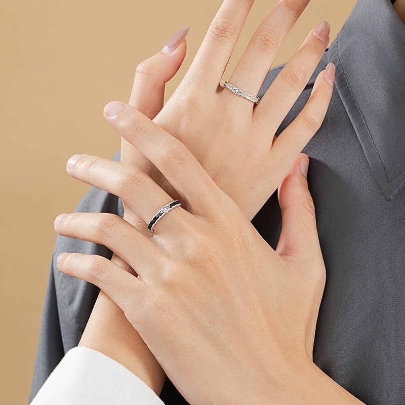 Star Sterling Silver 925 Luminous Couple Ring Niche Design Light Luxury Star Zircon Ring Ins Star River Ring