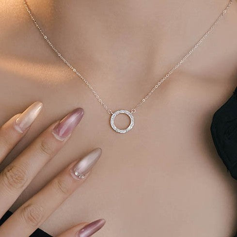 Garland Pure Silver 999 Necklace Female Niche Design Light Luxury Ring Zircon Clavicle Chain Small Red Book Same Pendant