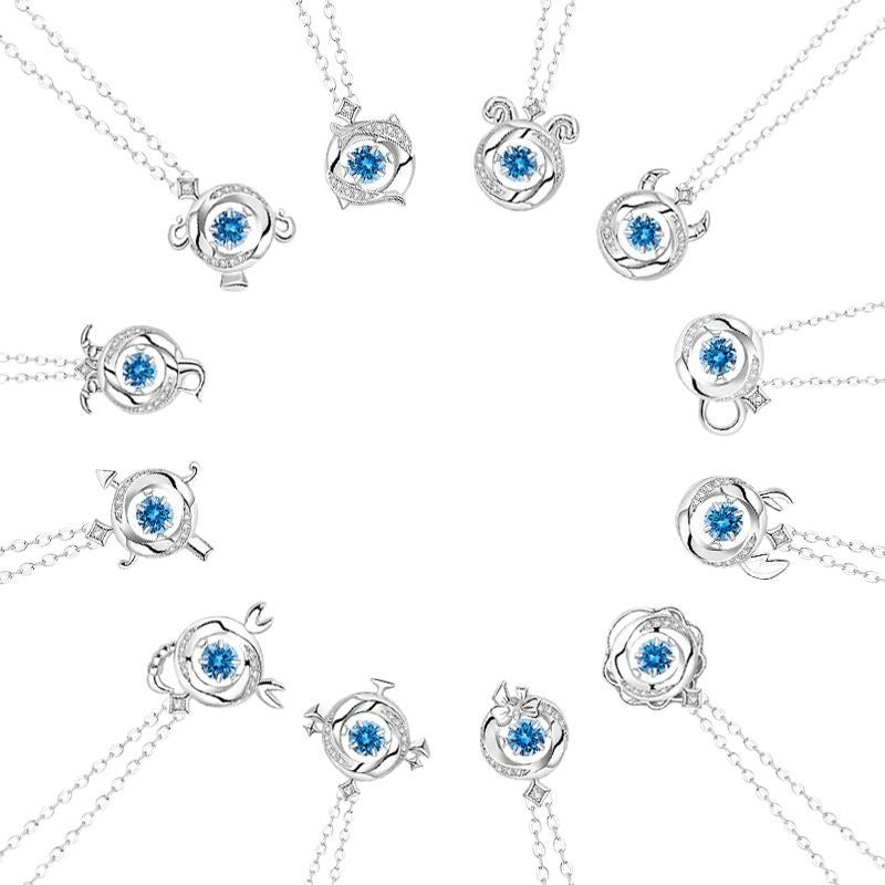 Lucky Twelve Constellation Sterling Silver 925 Smart Necklace Women's Fashion Versatile Zircon Clavicle Chain Ins Love Pendant