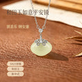 Original Xiangyun Ruyi Hetian Jade S925 Sterling Silver Necklace Women's New Chinese Clavicle Chain National Style Safety Lock Pendant