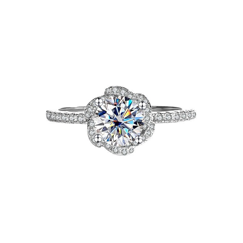 Rose Sterling Silver 925 Diamond Ring Women's Fashion All-Match Proposal Wedding Ring Ins Style Pair Ring