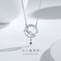 Collana in argento sterling 925 – unicorno e luna e dettaglio in vetro