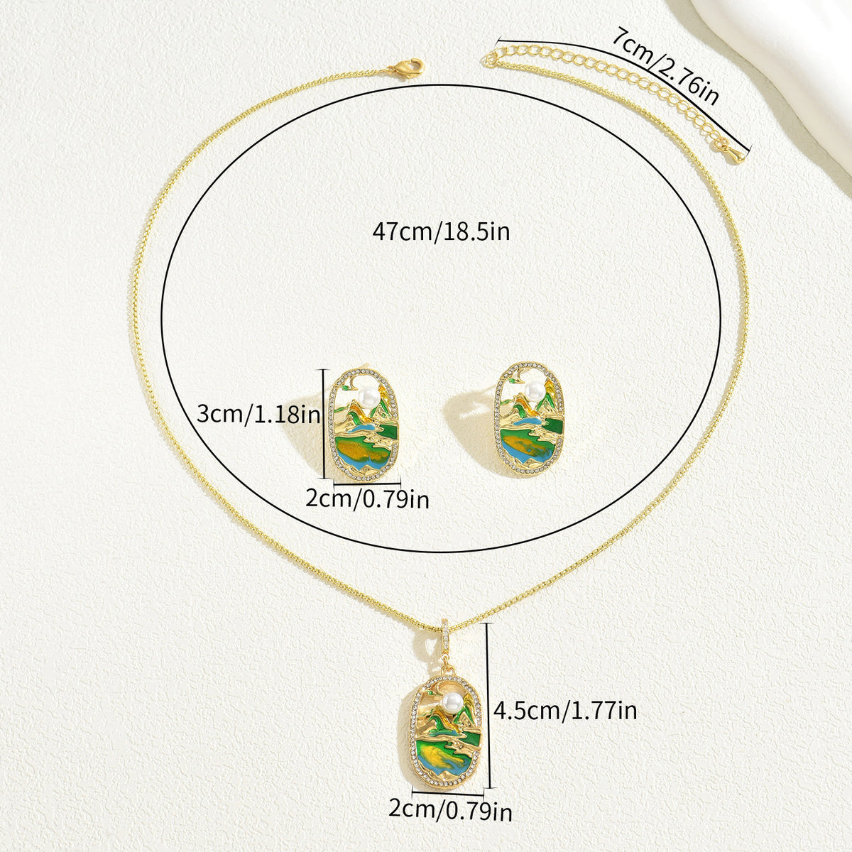 Green Landscape-Effect Pendant Jewelry — product image 3