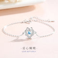 Lovely Sterling Silver 925 Bracelet Female Niche Design Light Luxury Blue Zircon Bracelet for Girls Ins Bow Bracelet