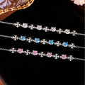 Cross Sterling Silver 925 Bracelet Women's Light Luxury High-Grade Zircon Star Bracelet Ins Little Red Book Cross Flower Bracelet