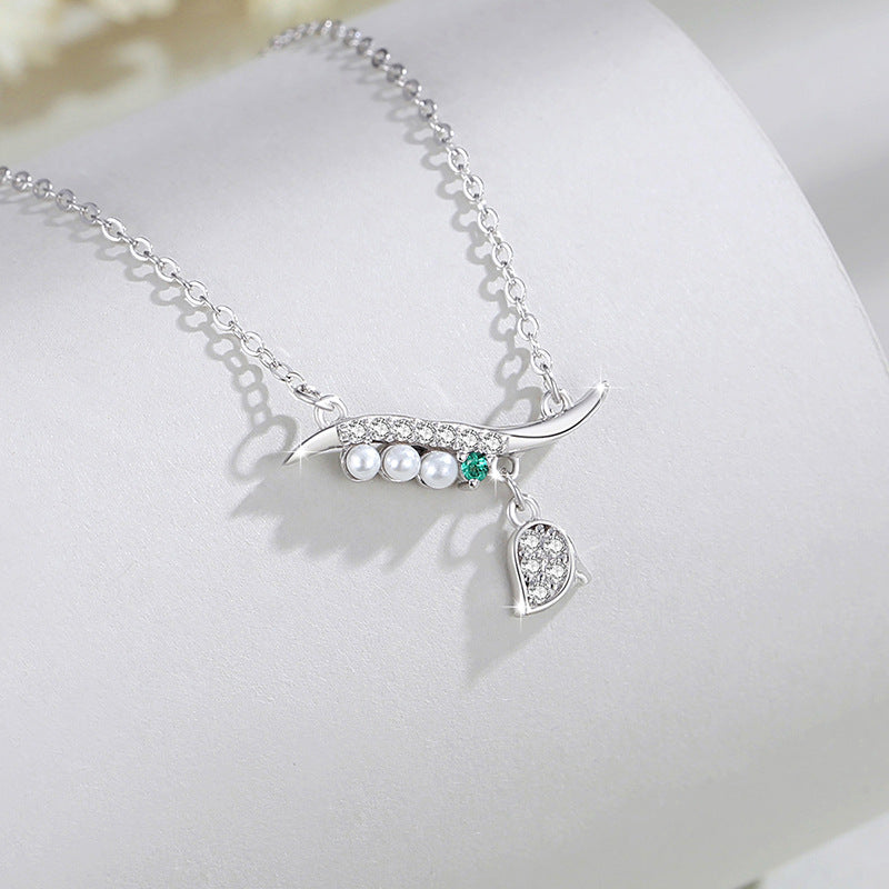 Original Lily Sterling Silver 925 Necklace Women's Fashion All-Match Pearl Tassel Clavicle Chain Ins Style Flower Pendant