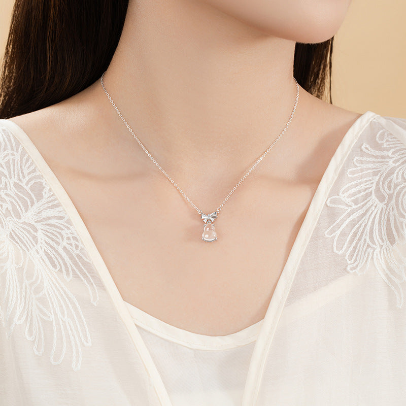 Collana in argento sterling 925 – fiocco e zucca e giada