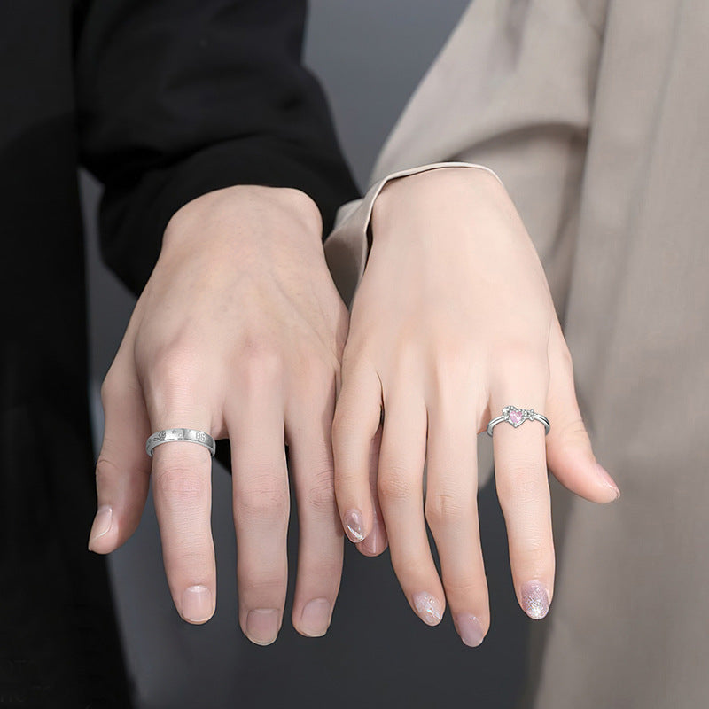 Little Prince and Rose Sterling Silver 925 Couple Ring Men and Women Fashion All-Match Love Ring Star Ring