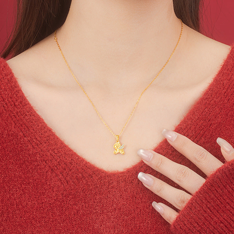 Immediately Rich Flower Sterling Silver 925 Necklace Women's Light Luxury High-Grade Sense Birth Year Zircon Clavicle Chain Zodiac Horse Pendant