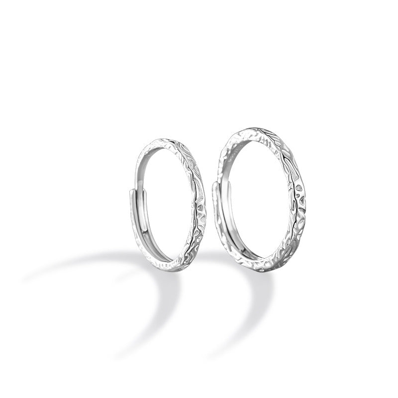 Candy Paper Pure Silver 999 Couple Ring Niche Design Light Luxury Irregular Plain Ring Ins Style Starry Ring
