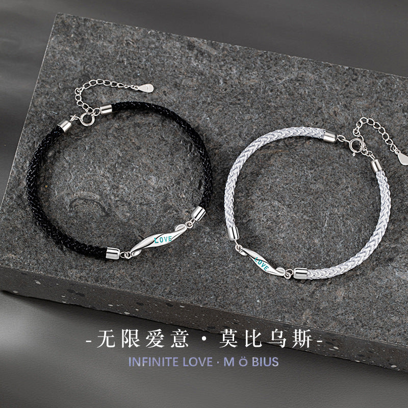 Mobius Sterling Silver 925 Bracelet Fashion Versatile Infinite Symbol Bracelet Ins Style I Love You Letter Bracelet