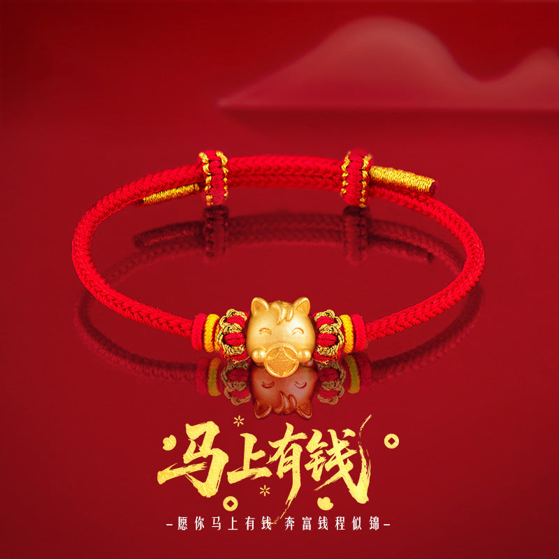 Bracciale in argento fino 999 – segno zodiacale e cavallo