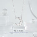 Moon Sterling Silver 925 Necklace Female Niche Design Light Luxury Shijia Pearl Clavicle Chain Ins Style Star Pendant