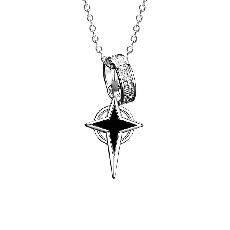Star Sterling Silver 925 Necklace Niche Light Luxury High-Grade Hip Hop Star Clavicle Chain Fashion Brand Ins Cross Pendant