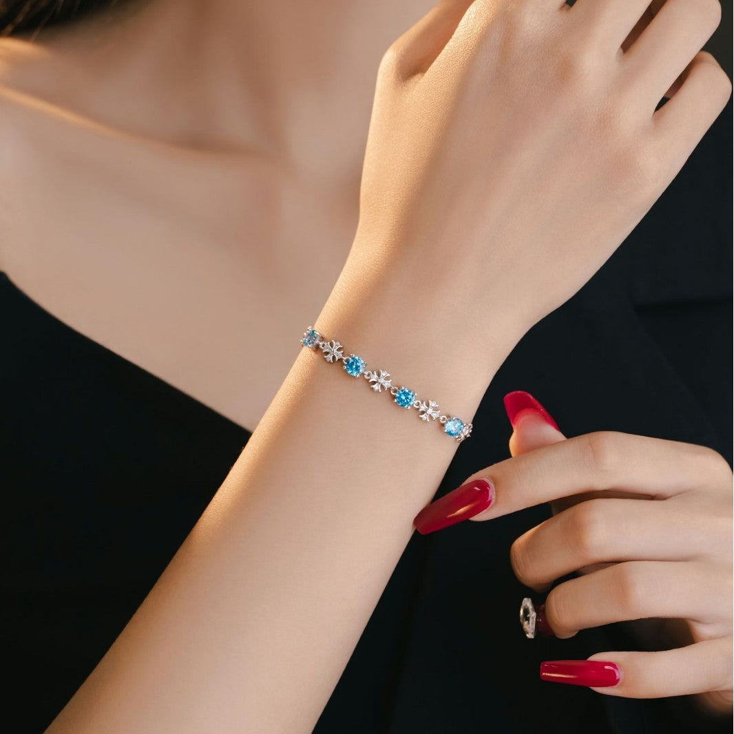 Cross Sterling Silver 925 Bracelet Women's Light Luxury High-Grade Zircon Star Bracelet Ins Little Red Book Cross Flower Bracelet