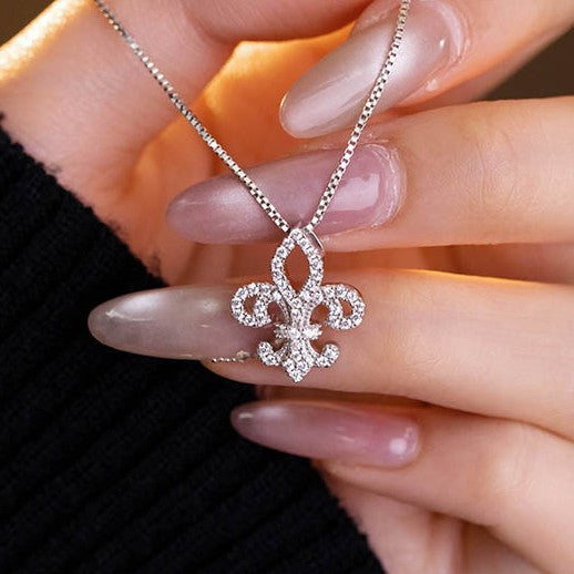 Iris Pure Silver 999 Necklace Women's Light Luxury High-Grade Zircon Flower Clavicle Chain Ins Little Red Book Same Pendant
