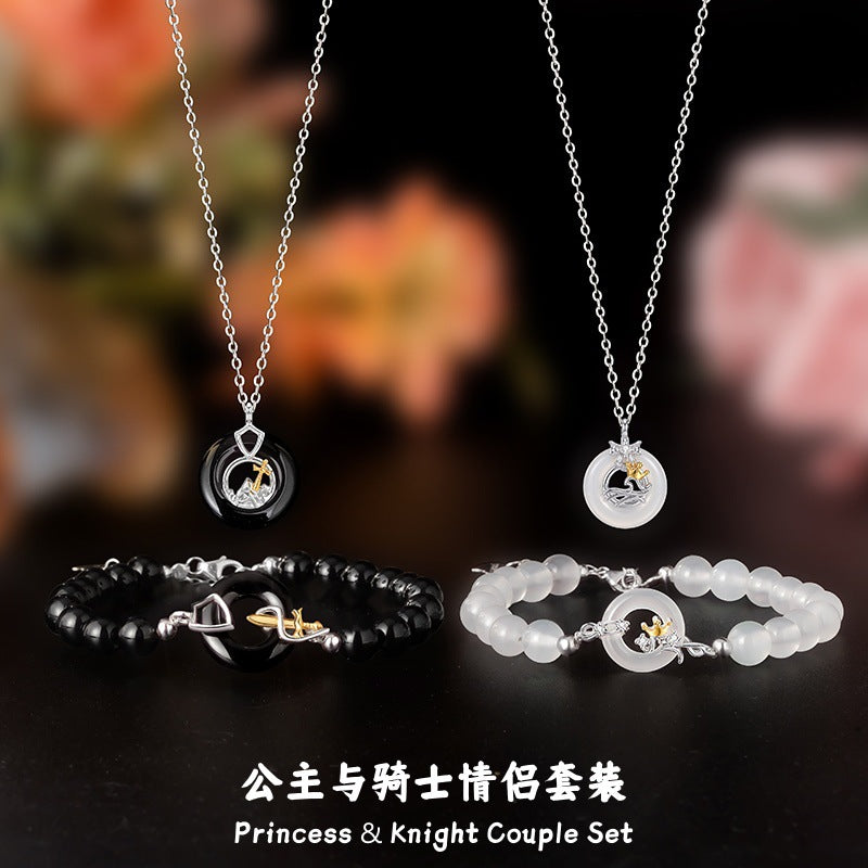 Gioielli in argento sterling 925 – disco e agata bianca