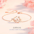 Cherry Blossom Sterling Silver 925 Bracelet Fashion Versatile Star Zircon Bracelet for Girlfriend Ins Style Flower Bracelet
