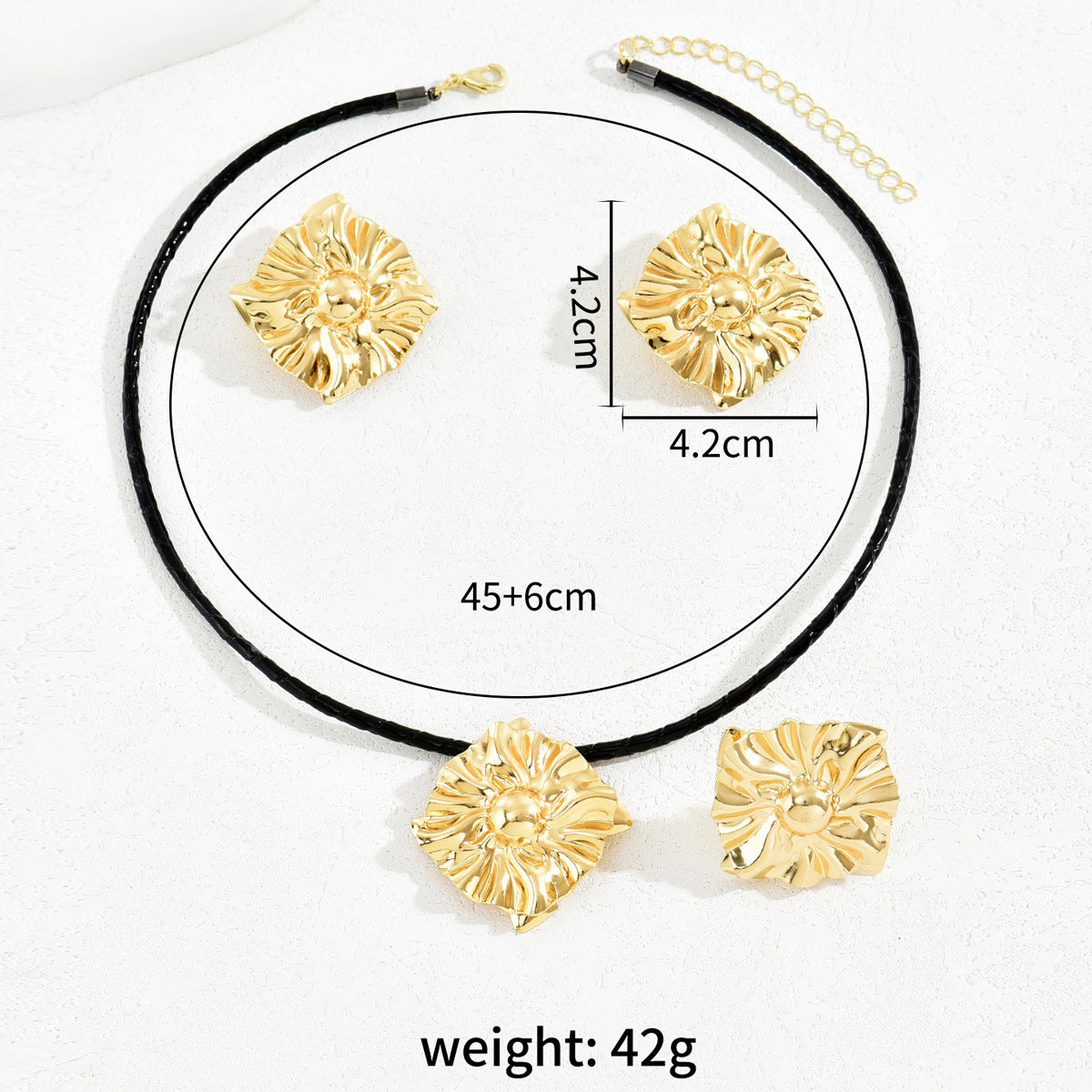 Folded Square-Flower Cord Jewelry — product image 4