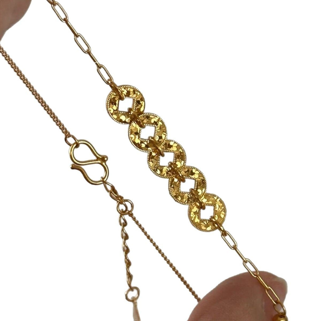 Five Emperors Coin Sterling Silver 925 Necklace Women's New Chinese National Fashion Broken Ice Tassel Clavicle Chain Ring Buckle Pendant