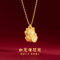 Lucky Cat Pure Silver 999 Necklace Female Niche Design Light Luxury Ruyi Clavicle Chain Ins Wind Bell Pendant