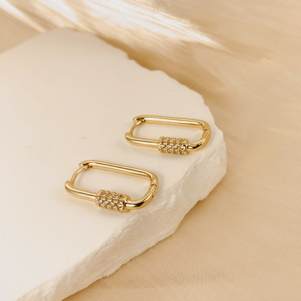 Sparkling Rectangular Hoop Earrings — product image 3