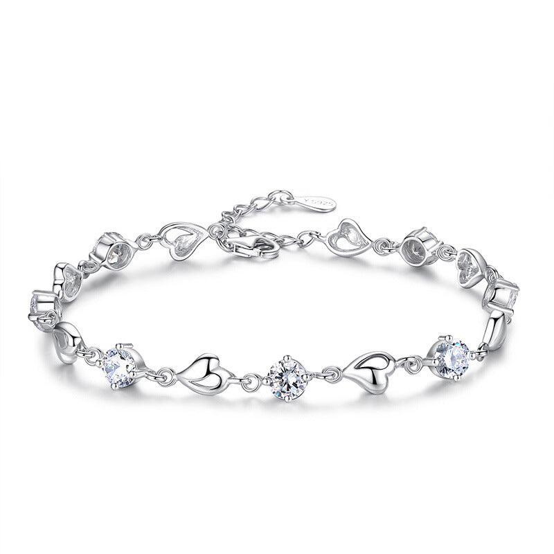 Bracciale in argento sterling 925 – cuore e motivo marino e zirconi