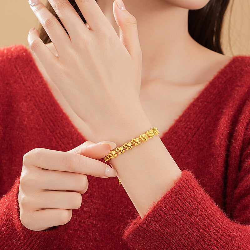 Armband aus 999er Feinsilber – Blüte und Tierkreiszeichen