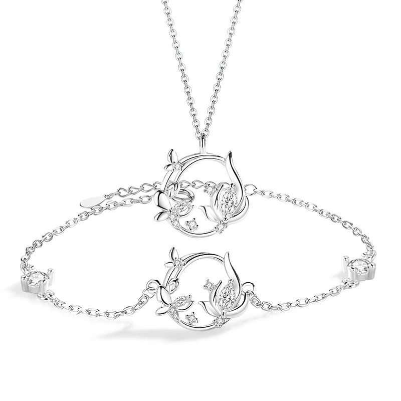 Gioielli in argento sterling 925 – farfalla e fiore