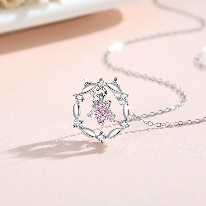 Five-Pointed Star Sterling Silver 925 Necklace Female Niche Design Light Luxury Zircon Clavicle Chain Get Things Ins Style Garland Pendant
