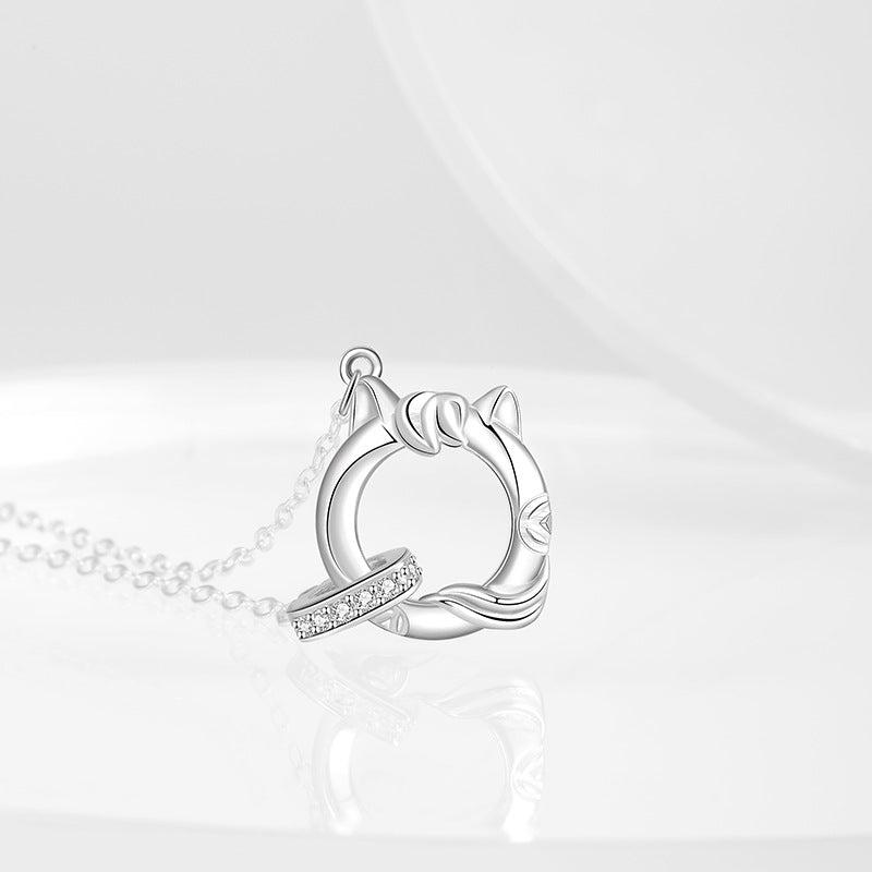 Immediately Rich Sterling Silver 925 Necklace Women's Light Luxury Animal Year Mobius Ring Clavicle Chain Ins Zodiac Horse Pendant