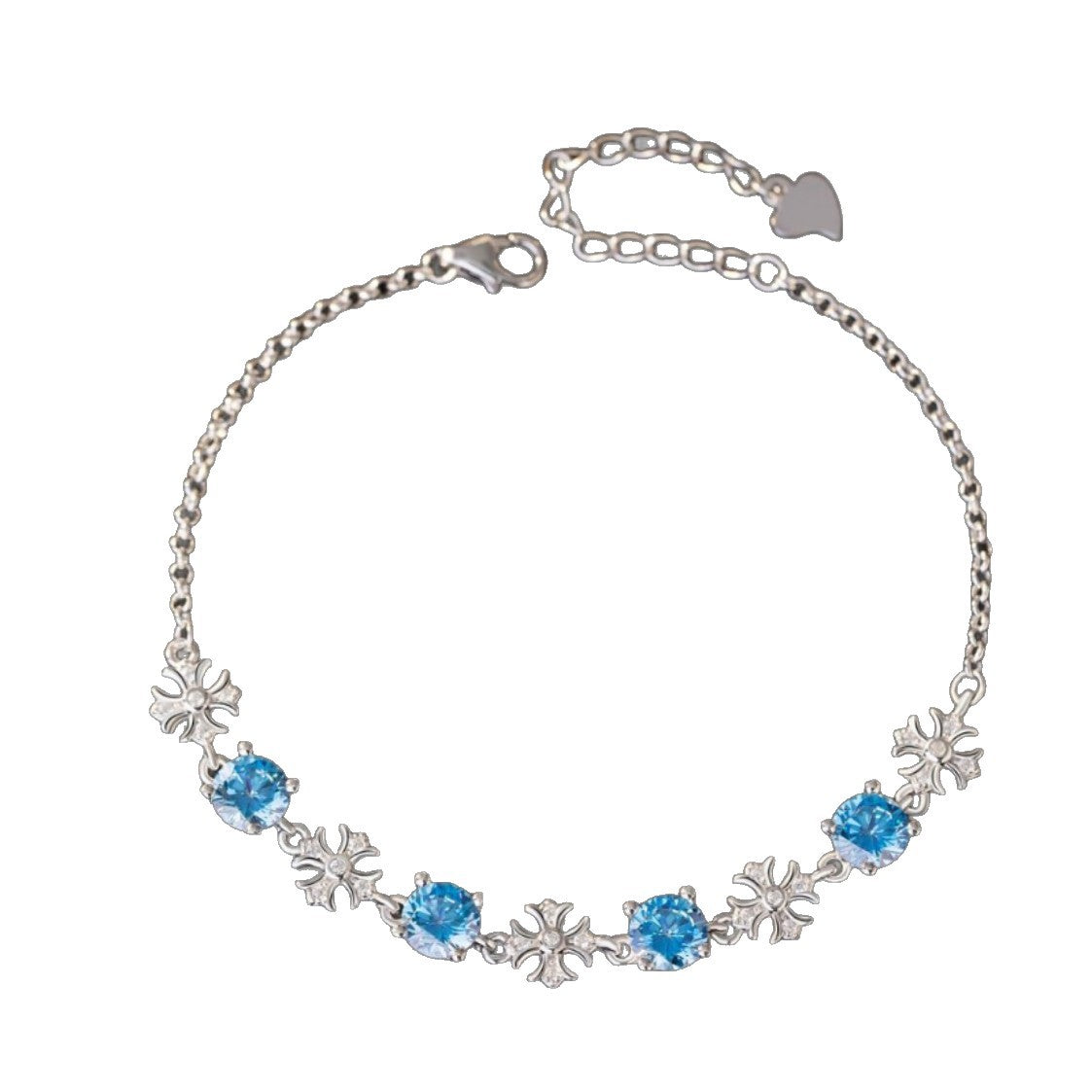 Cross Sterling Silver 925 Bracelet Women's Light Luxury High-Grade Zircon Star Bracelet Ins Little Red Book Cross Flower Bracelet