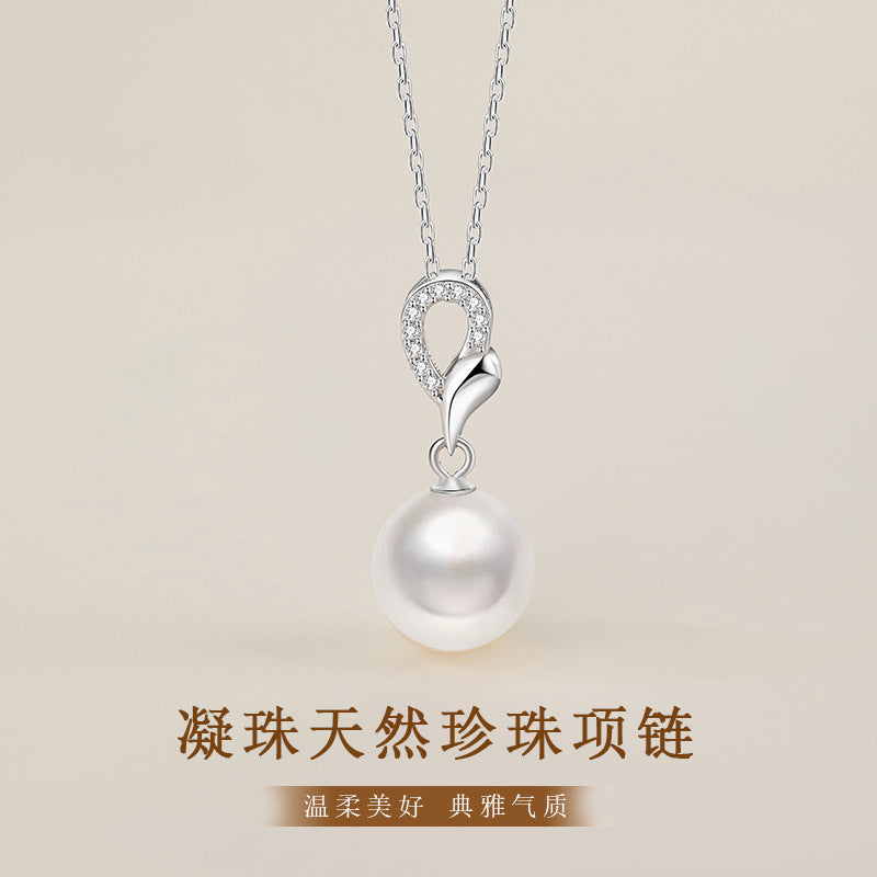 Natural Freshwater Pearl Sterling Silver 925 Female Niche Design Light Luxury Leaf Pendant Ins Style Birthday Gift Pendant